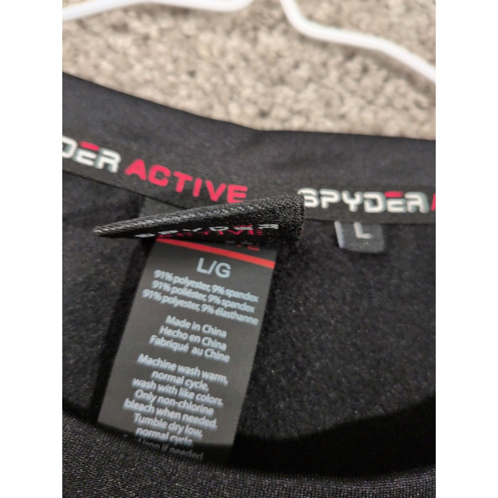 Spyder Active Mens Black Long Sleeve Performance Base Layer Top Large Thumbholes - Picture 3 of 8
